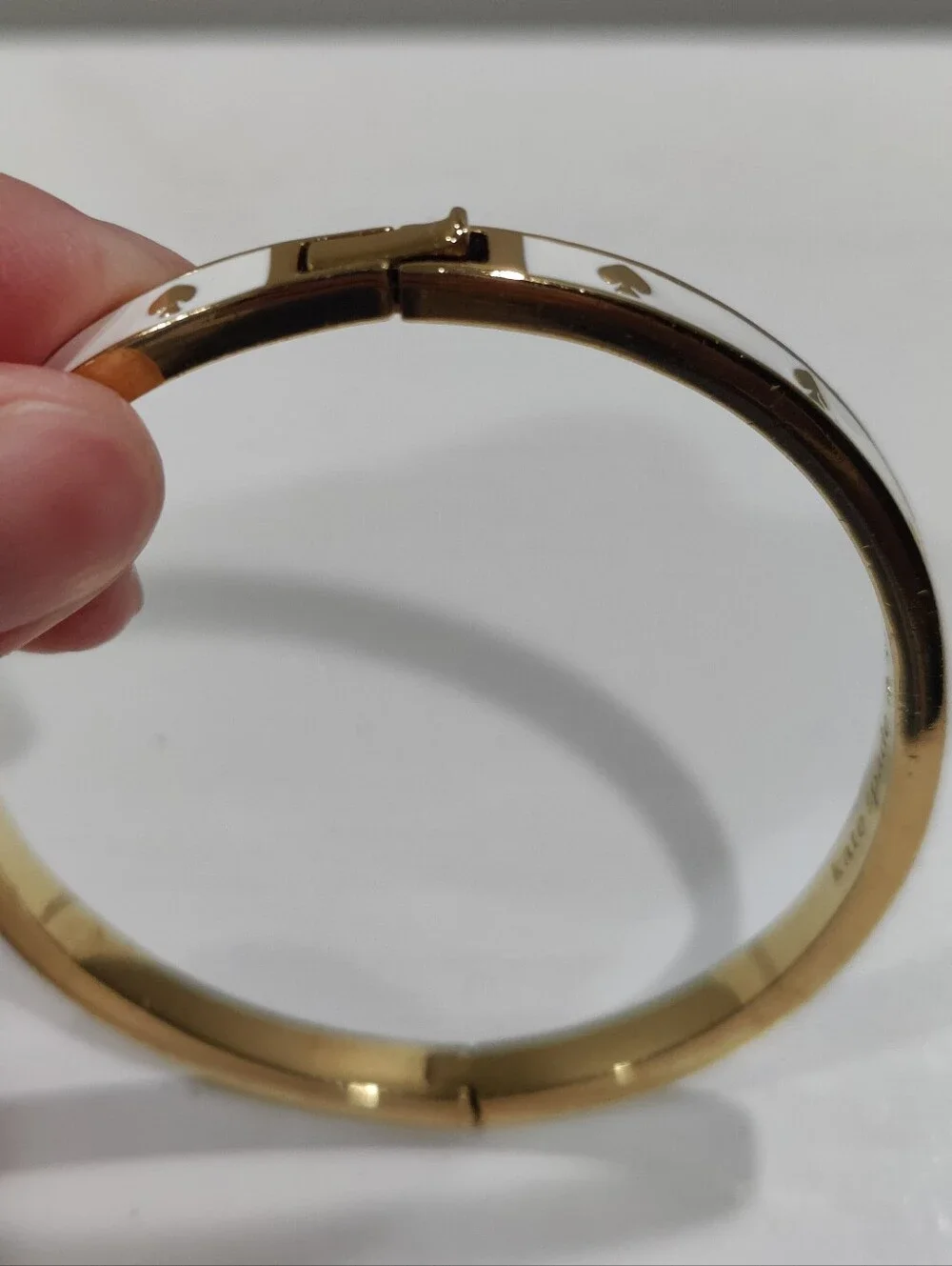 Kate Spade Thin White Gold Enameled Bangle Bracelet